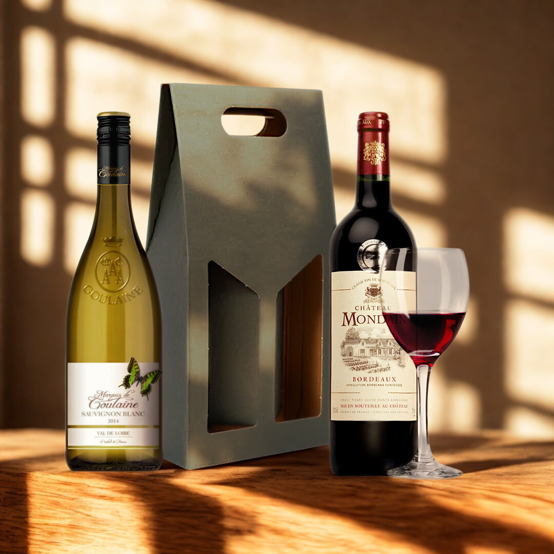 French Classic Red &amp; White Wine Gift Set Collection – Goulaine Sauvignon Blanc &amp; Château Mondain Bordeaux (2 x 75cl)