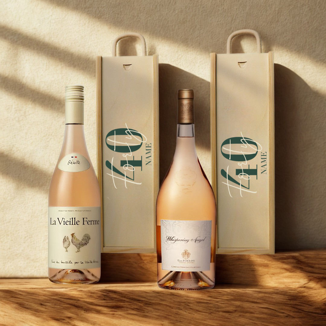 Personalised 40th Birthday Rosé Wine Gift Set – 75cl Provence Rosé with Personalised Lid
