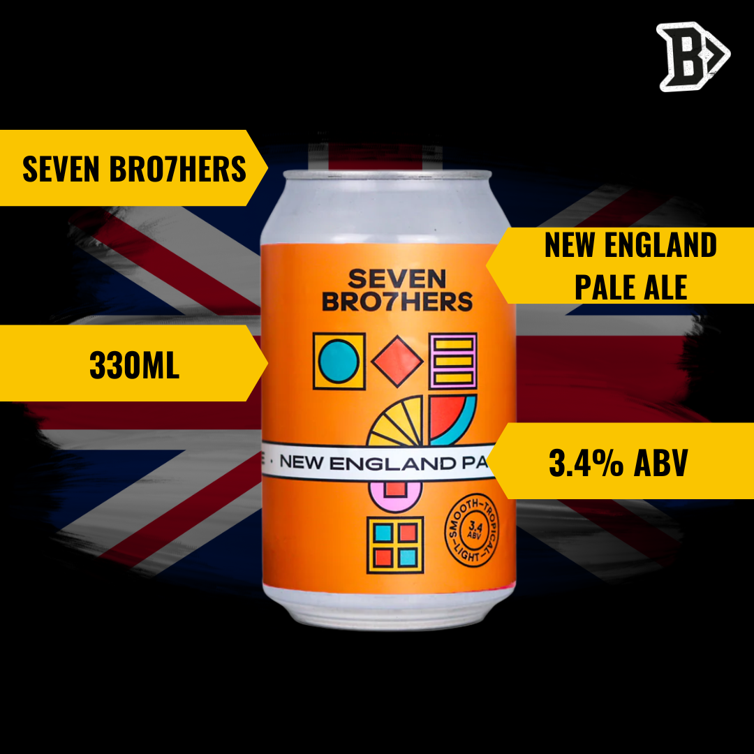 Seven Brothers NEW ENGLAND PALE British New England-Style Session Pale Ale 330 ml Cans – ABV 3.4% (12 Pack)