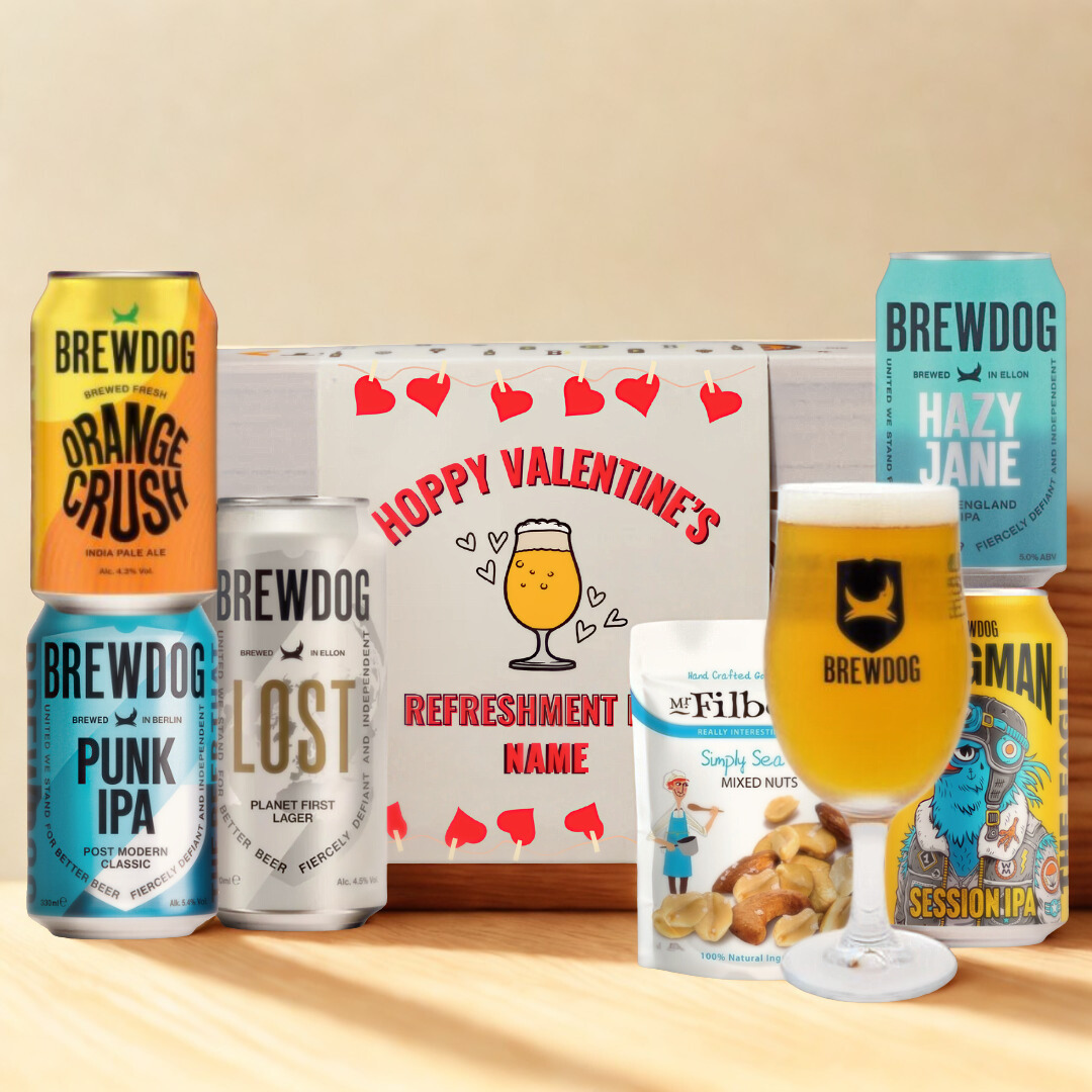 Personalised Brewdog Hoppy Valentine's Craft Beer Gift Set – IPA, Pale Ale &amp;amp; Lager (5 x 330ml)