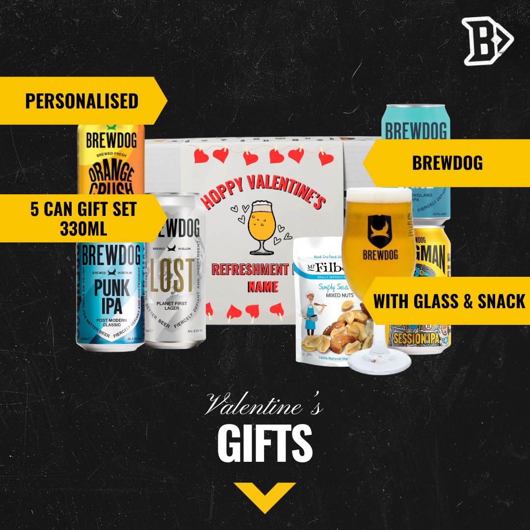 Personalised Brewdog Hoppy Valentine's Craft Beer Gift Set – IPA, Pale Ale &amp;amp; Lager (5 x 330ml)