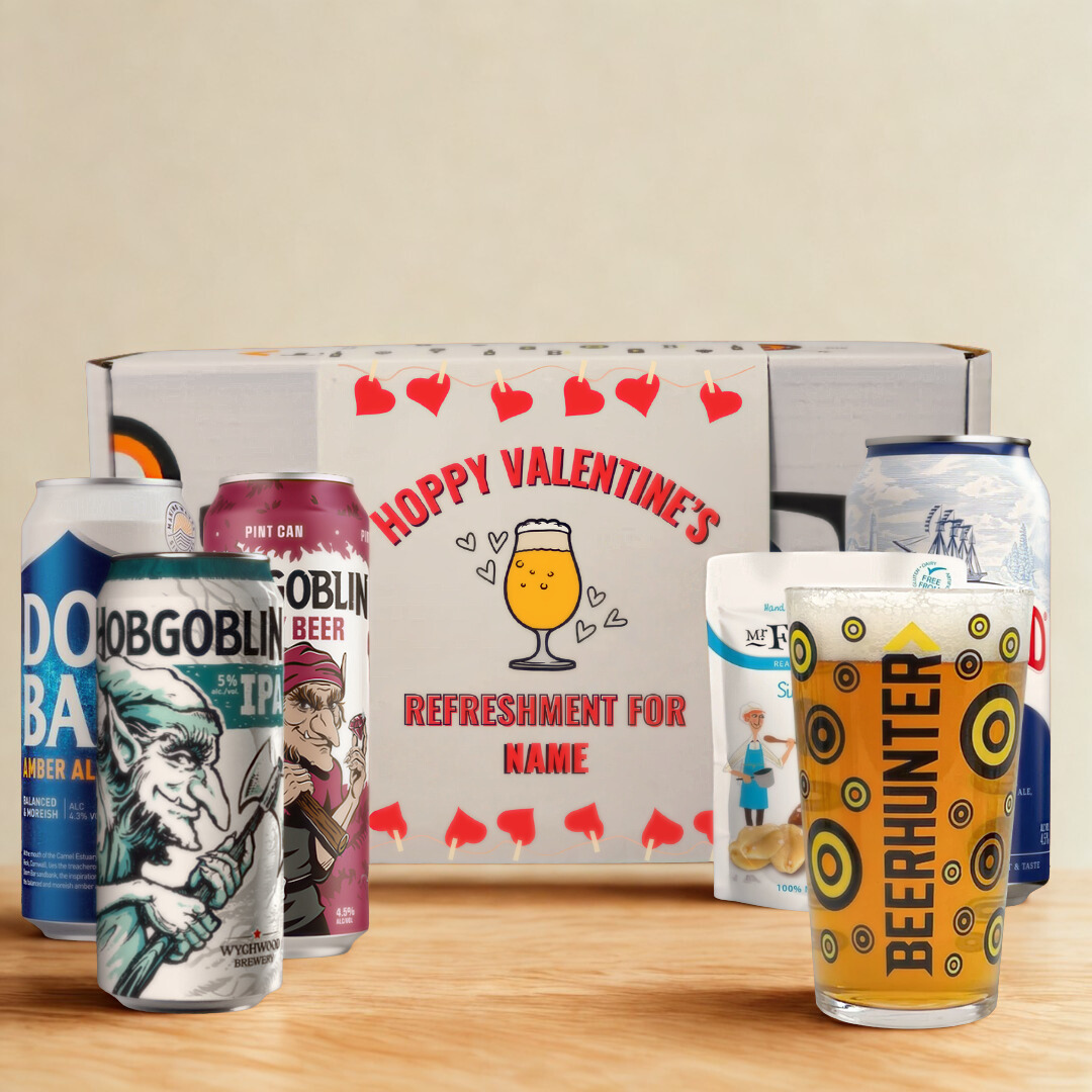 Personalised British Real Ale Hoppy Valentine's Craft Beer Gift Set