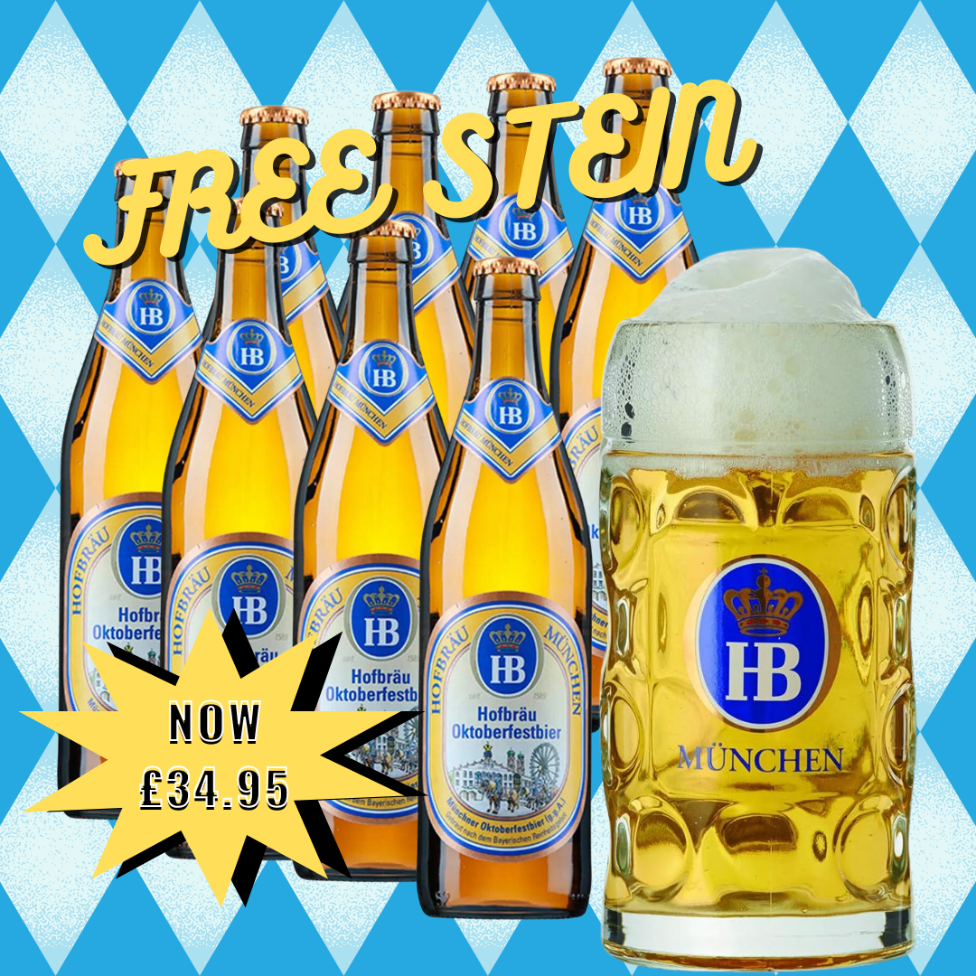 Hofbräu Oktoberfest Beer 500ml Bottles with FREE Hofbrau Stein - 6.3% ABV (8 Pack)