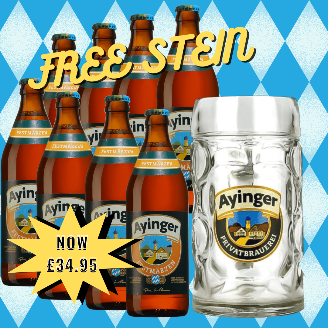 Ayinger Festmärzen Oktoberfest 500ml Bottles with FREE Ayinger Stein - 5.8% ABV (8 Pack)