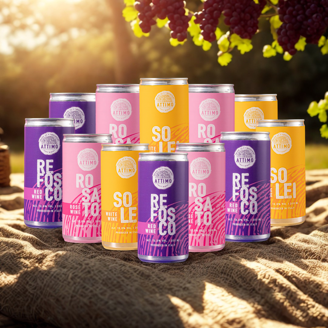 Attimo Italian Wine Mixed Case – Red, White & Rosé (200ml Cans, 12 Pack)