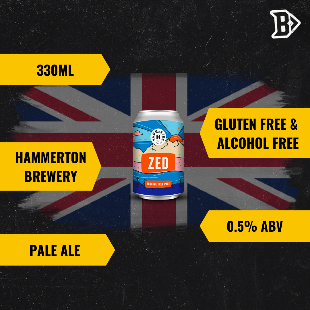 Hammerton Brewery British Gluten Free/Low Alcohol Pale Ale Zed AF 330ml Cans - 0.5% ABV (8 Pack)