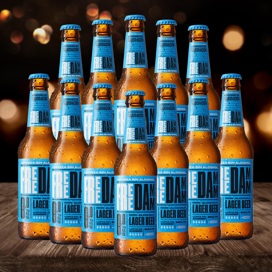 Free DAMM Spanish Alcohol Free Lager 330 ml Bottles – ABV 0.0% (12 Pack)