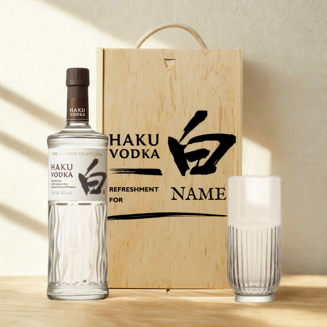 Personalised Haku Vodka Gift Set with Vodka Glass – 40% ABV (70cl)