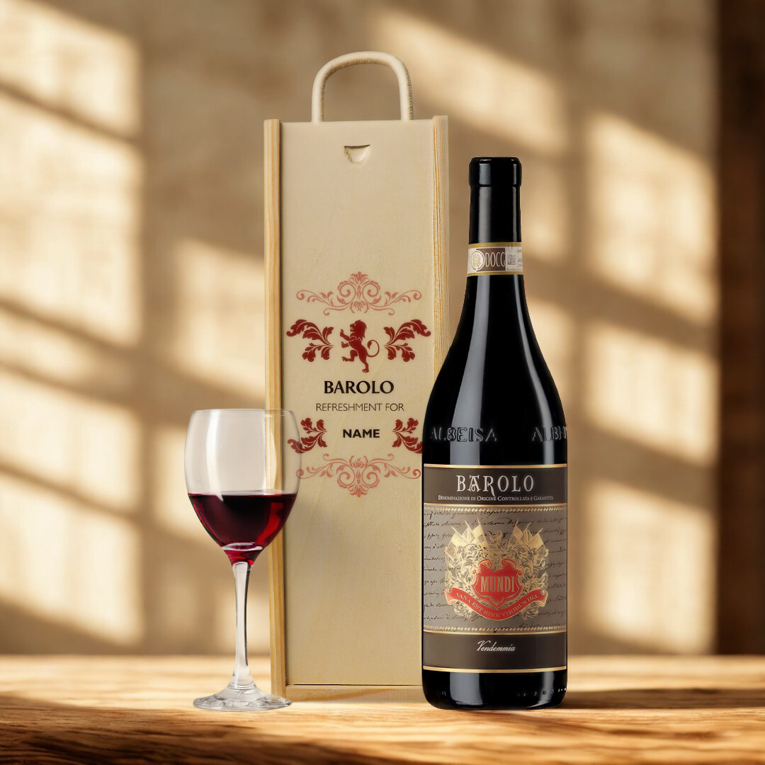 Personalised Barolo Mundi Red Wine Gift Set – 75cl - 14.5% ABV