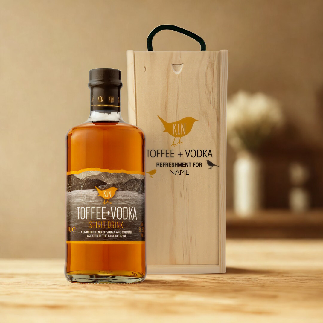 Personalised Kin Toffee Vodka Gift Set  – 20.3% ABV (70cl)