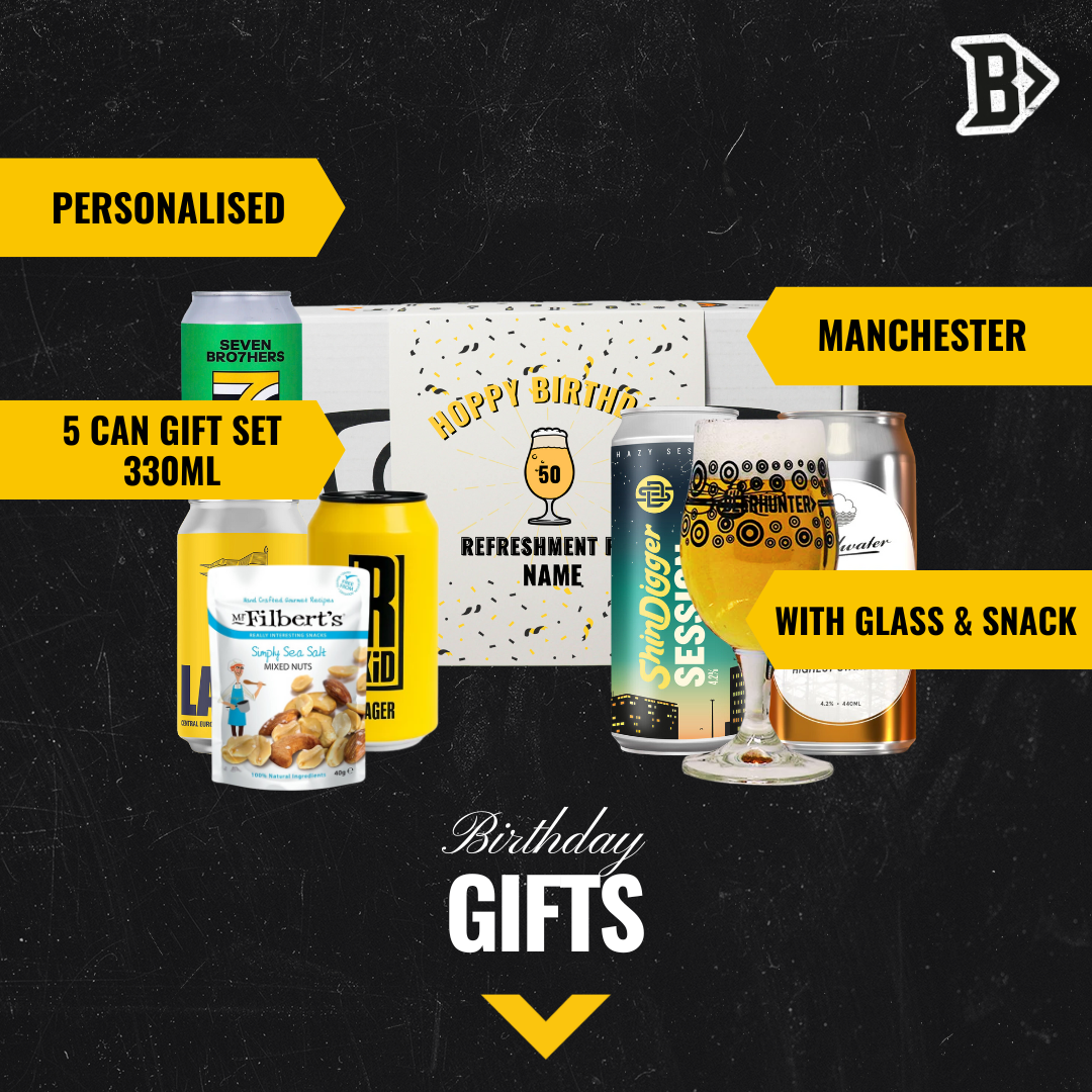 Personalised Manchester Birthday Craft Beer Gift Set - IPA, Bitter & Lager (5 x 330ml)