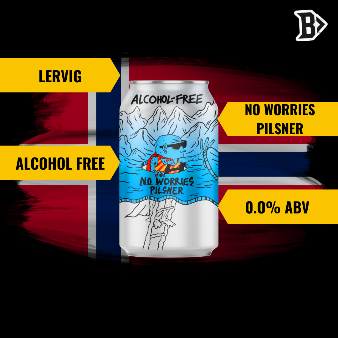 Lervig NO WORRIES PILS British Alcohol Free Pilsner 330ml Cans – ABV 0.0% (12 Pack)