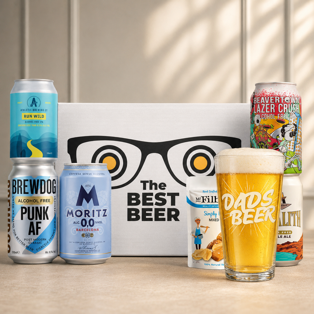 Alcohol-Free “Best Dad” Gift Pack (5 x 330ml) with Dad’s Beer Glass