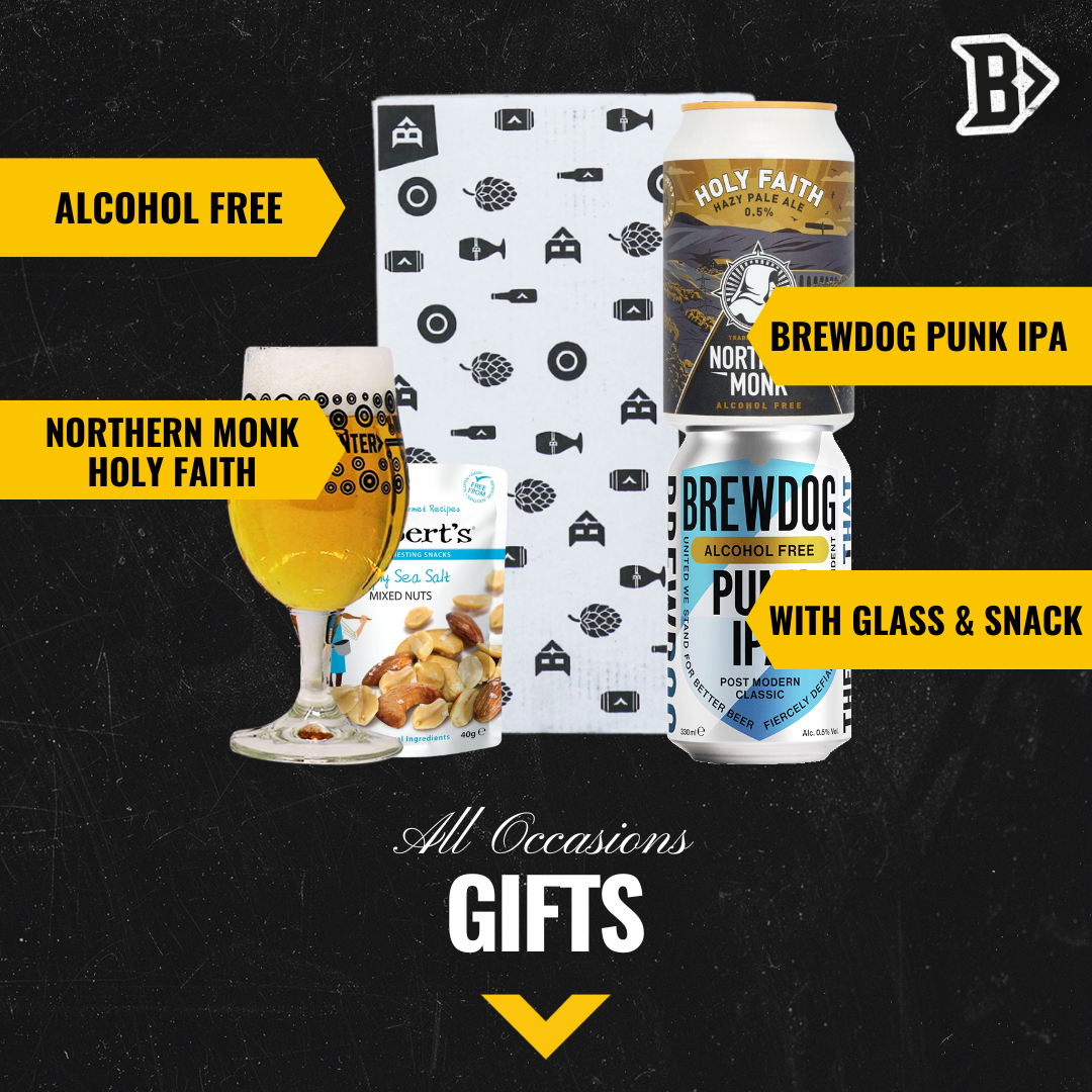 Alcohol Free Craft Beer 2 Can Gift Set with Beerhunter Glass (330ml Cans)