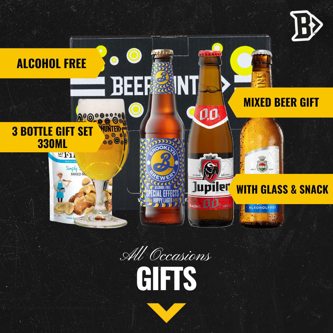 Alcohol Free Mixed Beer Gift Set with Branded Glass (3 Pack) - BEERHUNTER