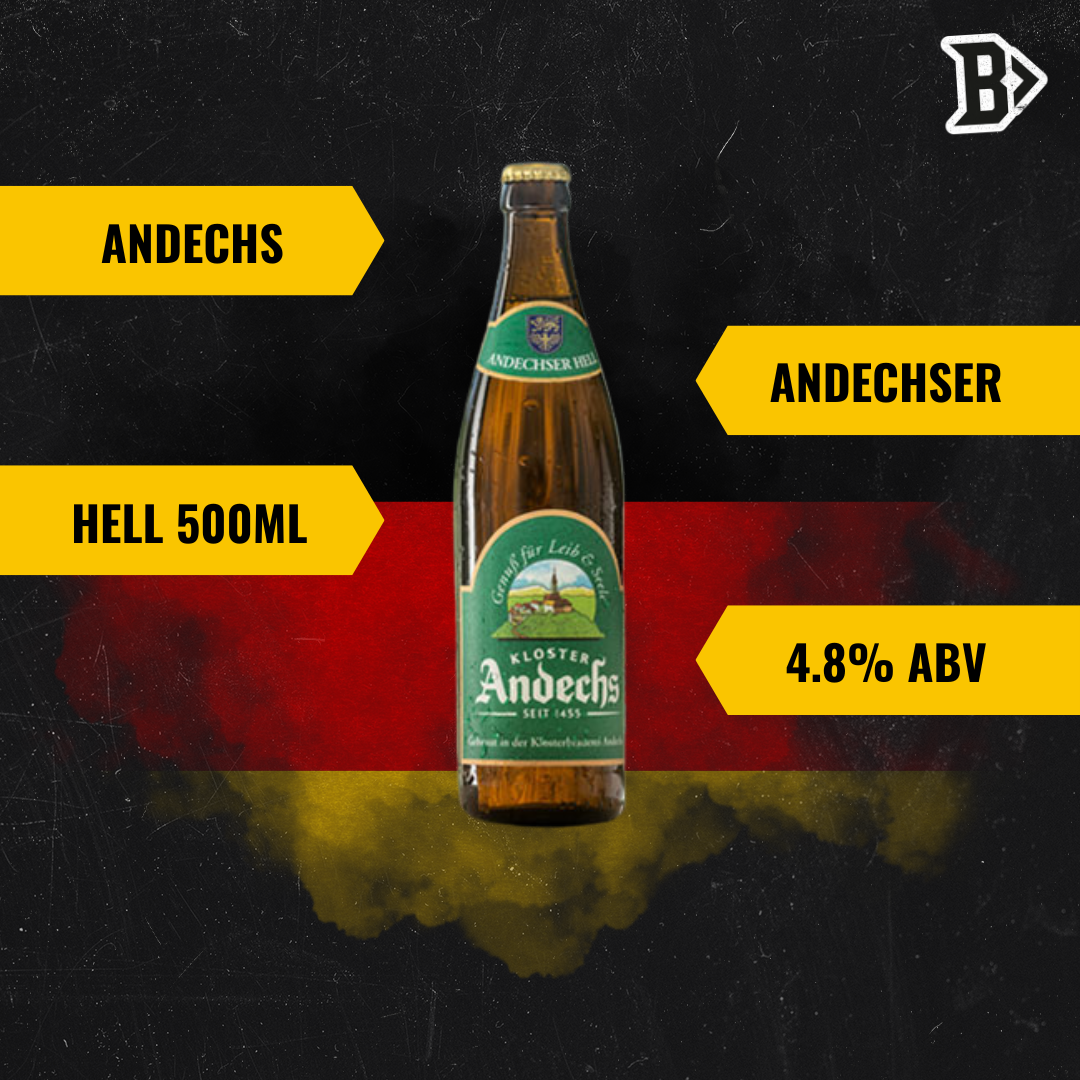 Andechs Andechser Hell German Lager 500ml Bottles - 4.8% ABV (12 Pack)