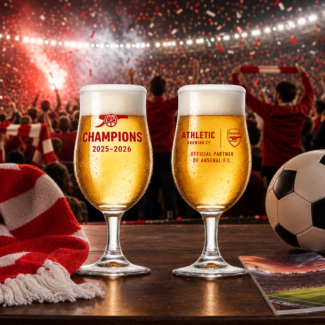 Athletic Brewing Clock End Beer Gift Set with Limited Edition Glass (4 Pack) - 0.5% ABV