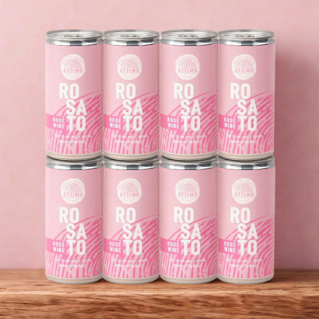Attimo Italian Rose Wine Cans – 200ml (8 Pack)