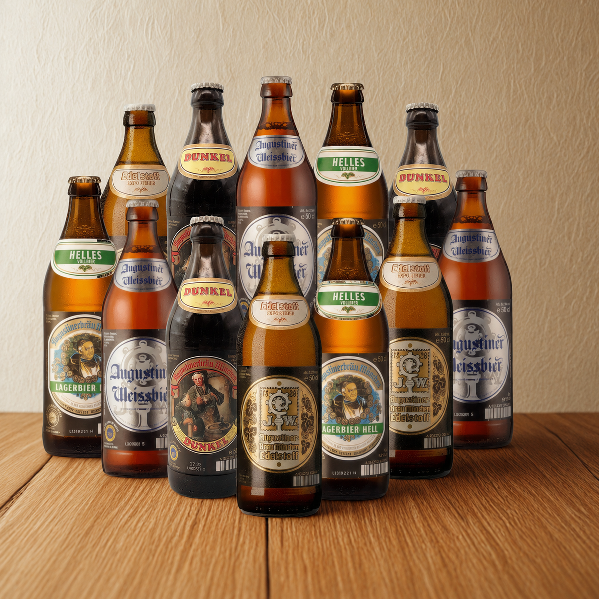 Augustiner German Lager Mixed Case (Helles, Dunkel, Weissbier &amp; Edelstoff) - (12 Pack)