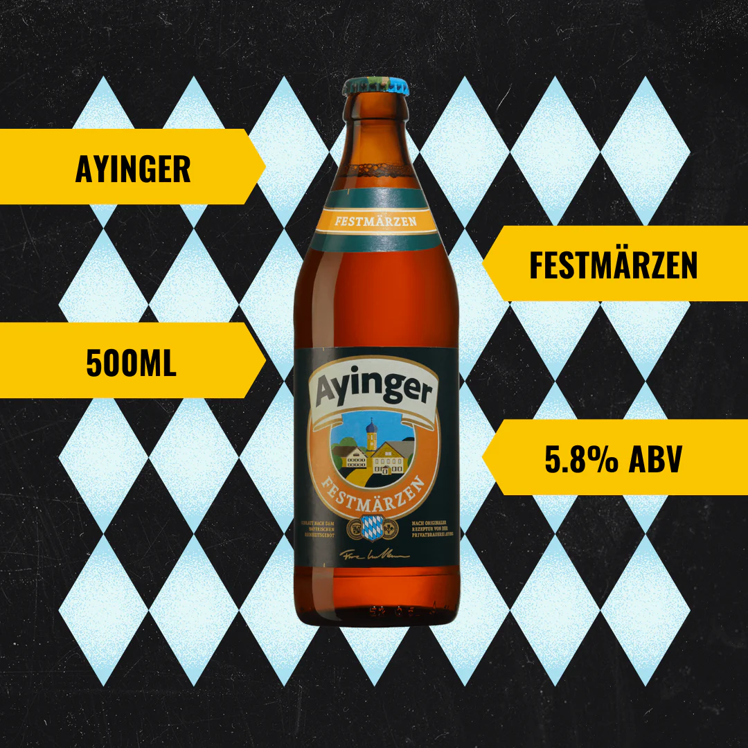 Ayinger Festmärzen Oktoberfest 500ml Bottles with FREE Ayinger Stein - 5.8% ABV (8 Pack)