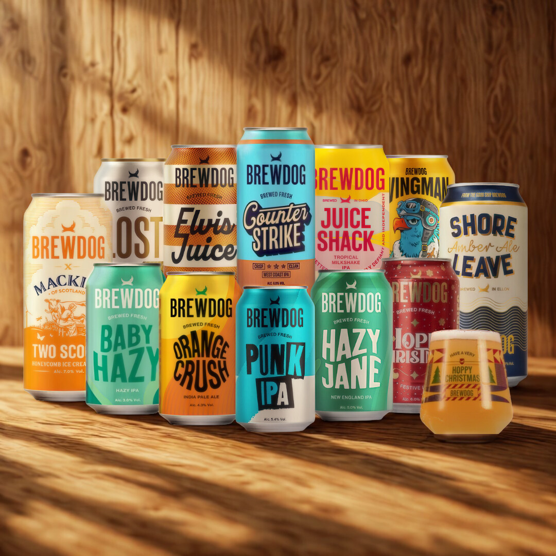 BrewDog Craft Beer Sampling Mixed Case with BrewDog Glass – Craft Beer Gift Set  (12 Pack)