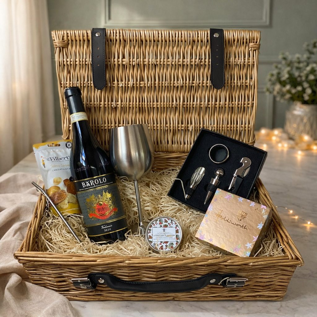 Barolo Mundi Red Wine 16" Luxury Gift Hamper with Chocolates and Accessories – 75cl (14.5% ABV)