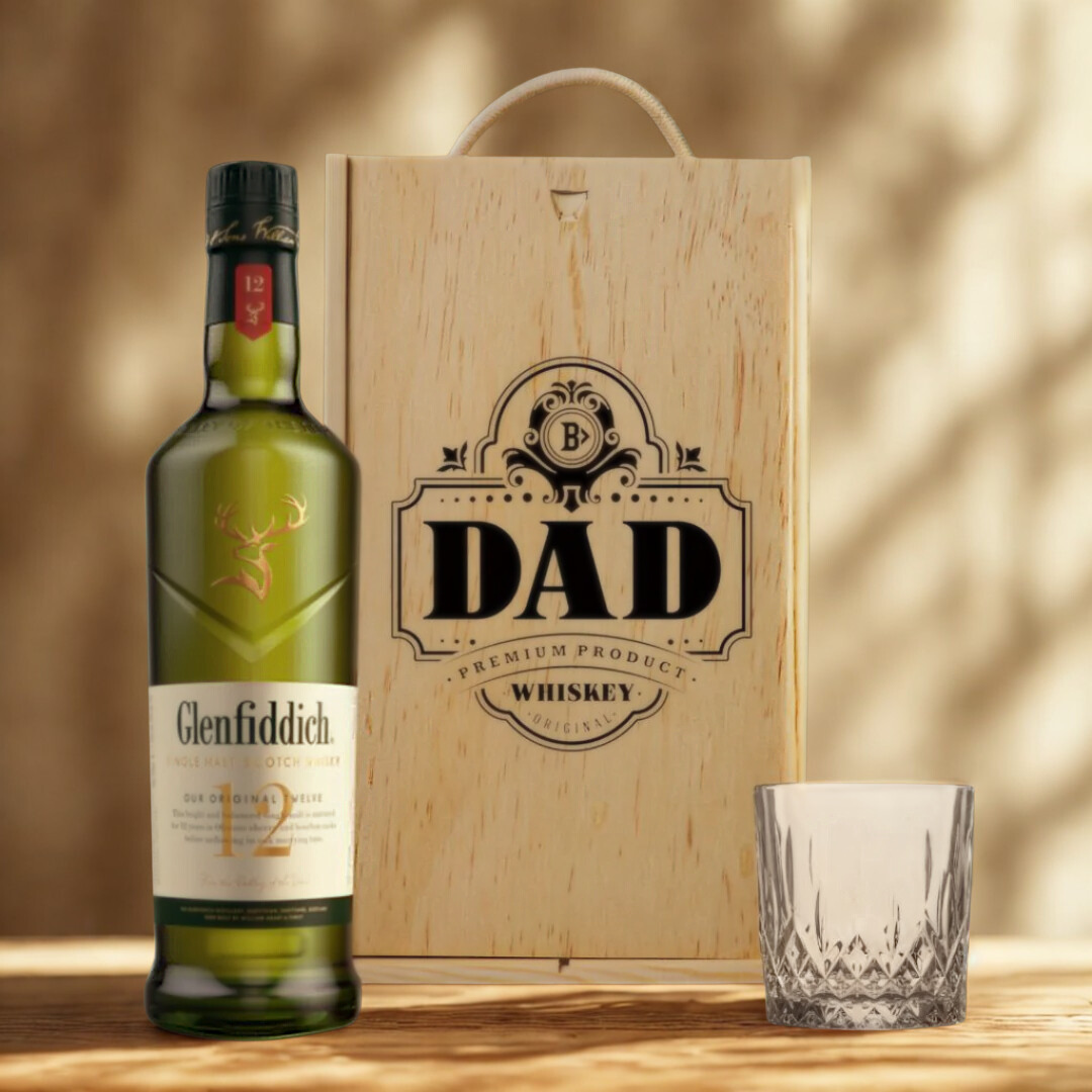 Best Dad Glenfiddich 12 Year Old Scotch Whisky Gift Set with Glass - 70cl (40% ABV)