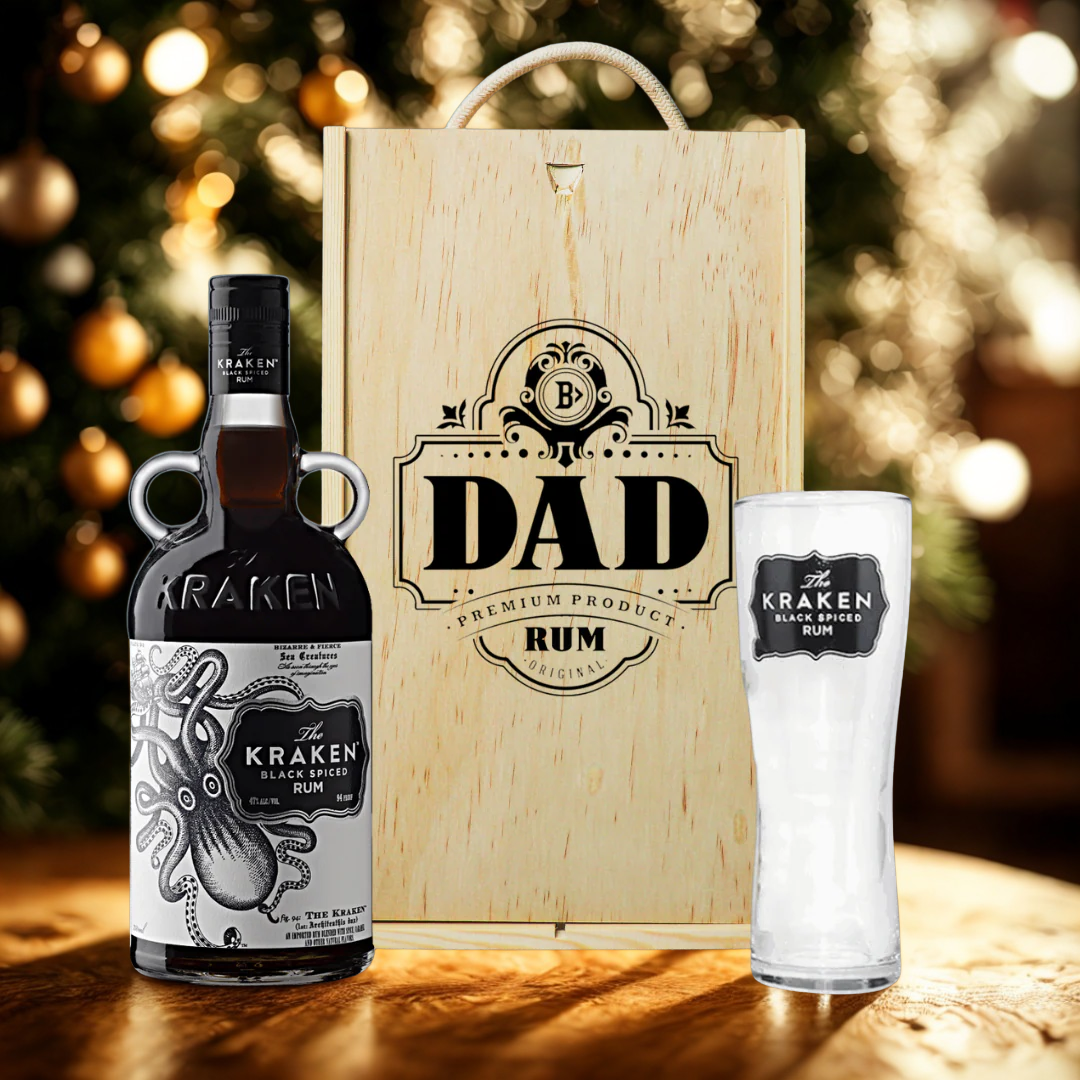 Best Dad Kraken Spiced Rum Gift Set with Kraken Glass - 35cl