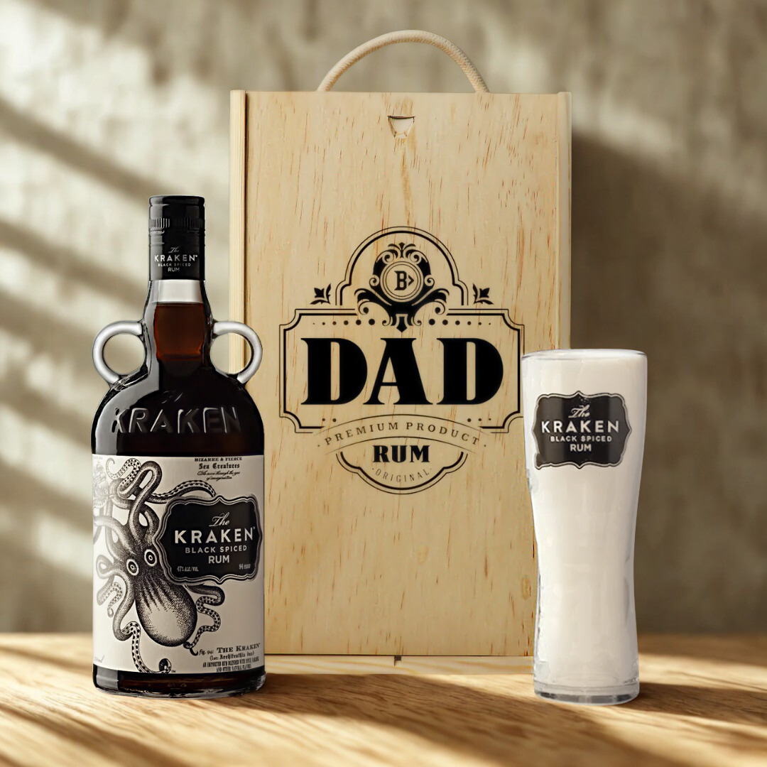 Best Dad Kraken Spiced Rum Gift Set with Kraken Glass - 35cl