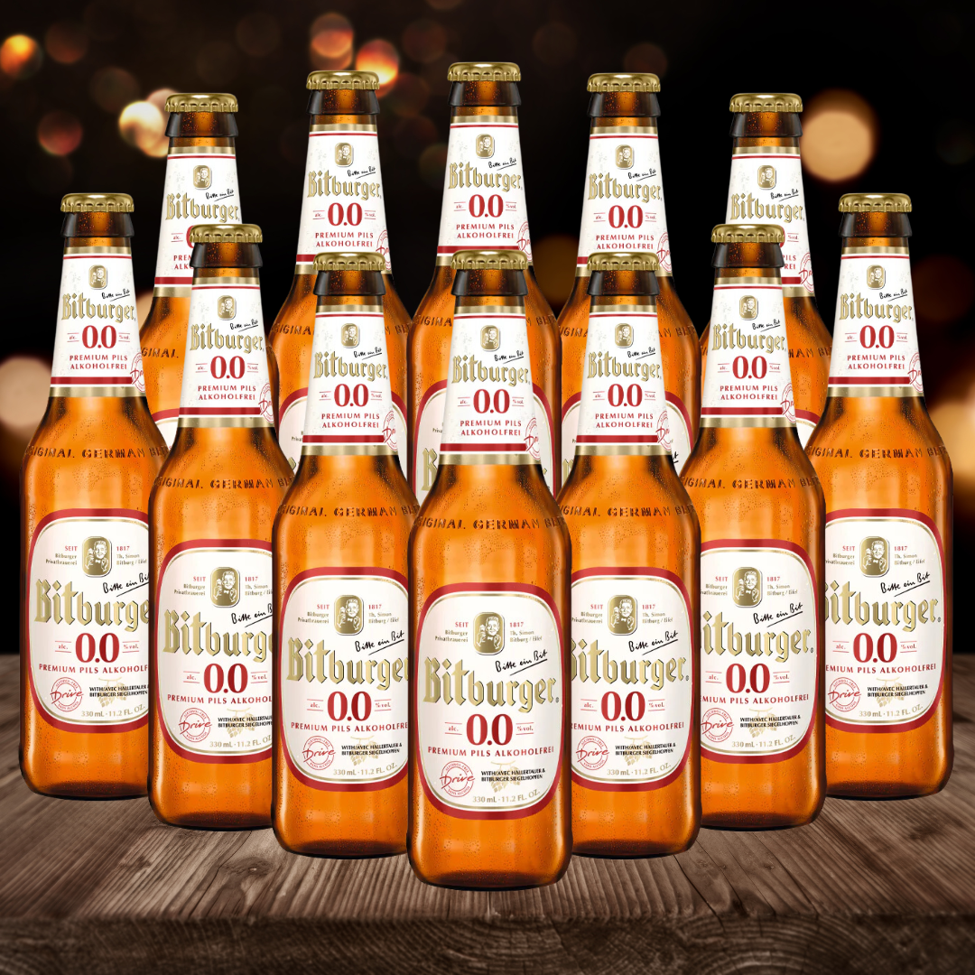 Bitburger Drive Alcohol Free German Pilsner 330ml Bottles – 0.0% ABV (12 Pack) - BEERHUNTER
