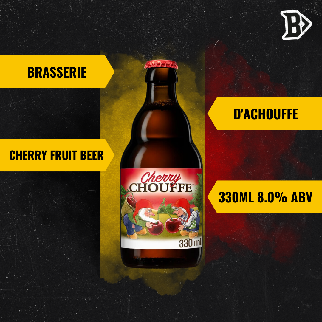 Brasserie d'Achouffe Cherry Belgian Fruit Beer 330ml Bottles - 8.0% ABV (8 Multipack) with FREE Chouffe Glass