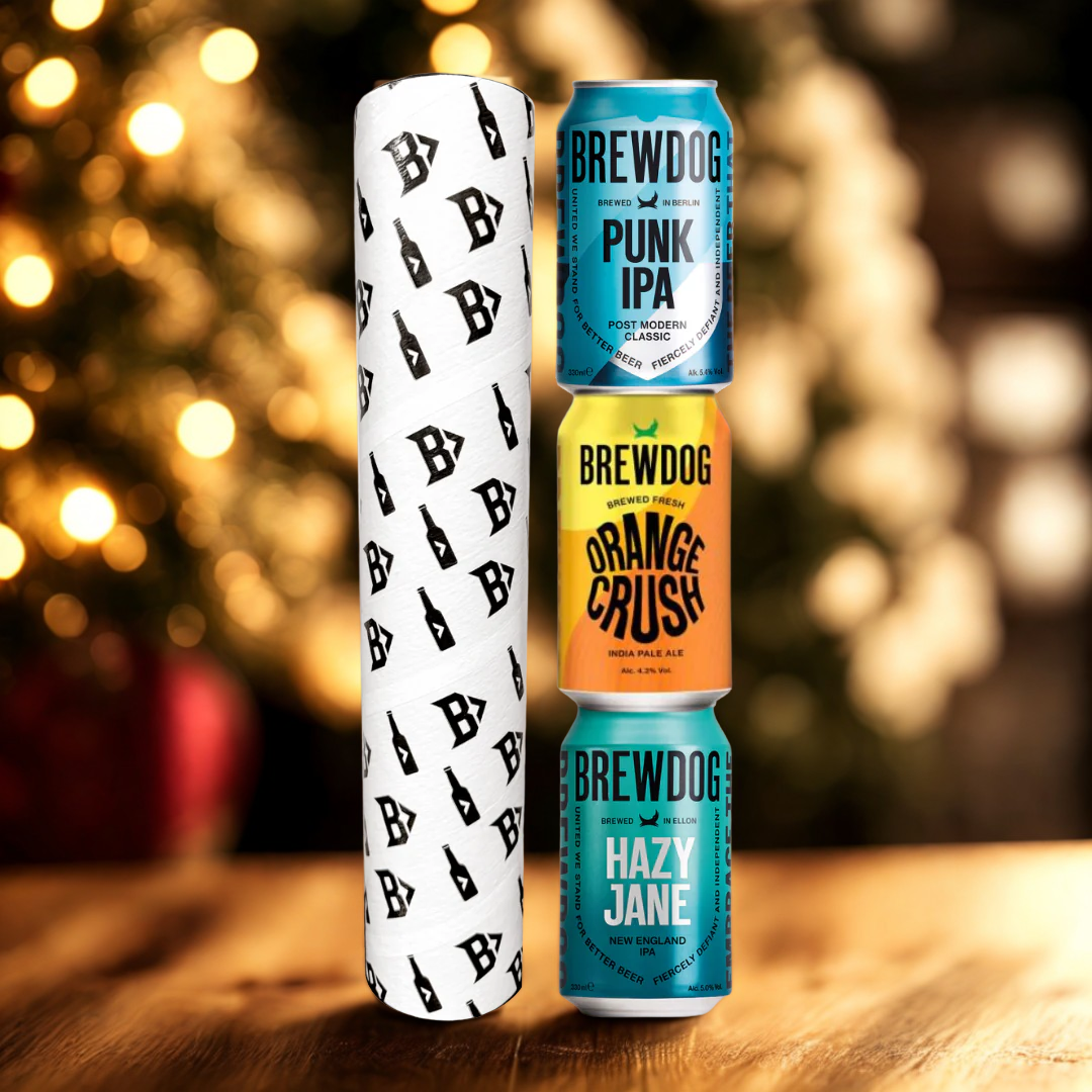 Brewdog Craft Beer Tube Gift Set (3 Pack) - Punk IPA, Orange Crush &amp; Hazy Jane
