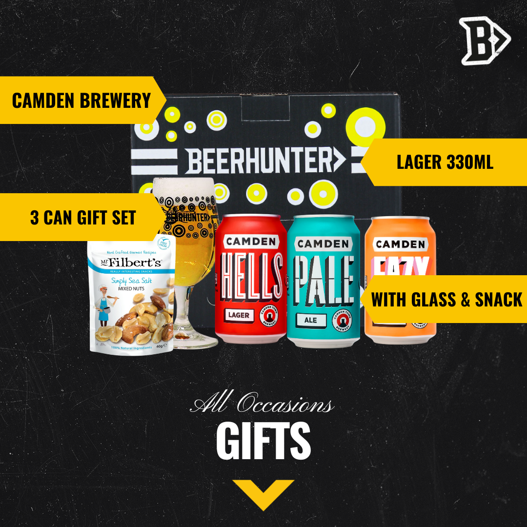 Camden Town Brewery Hells Craft Beer Gift Set with Beerhunter Glass (4.6% ABV)