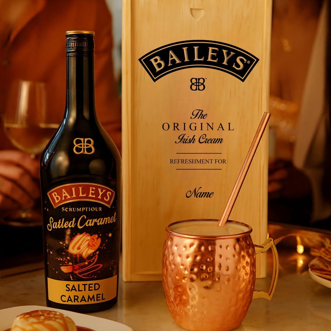 Personalised Baileys Salted Caramel Irish Cream Liqueur Gift Set with Copper Mug - 70cl