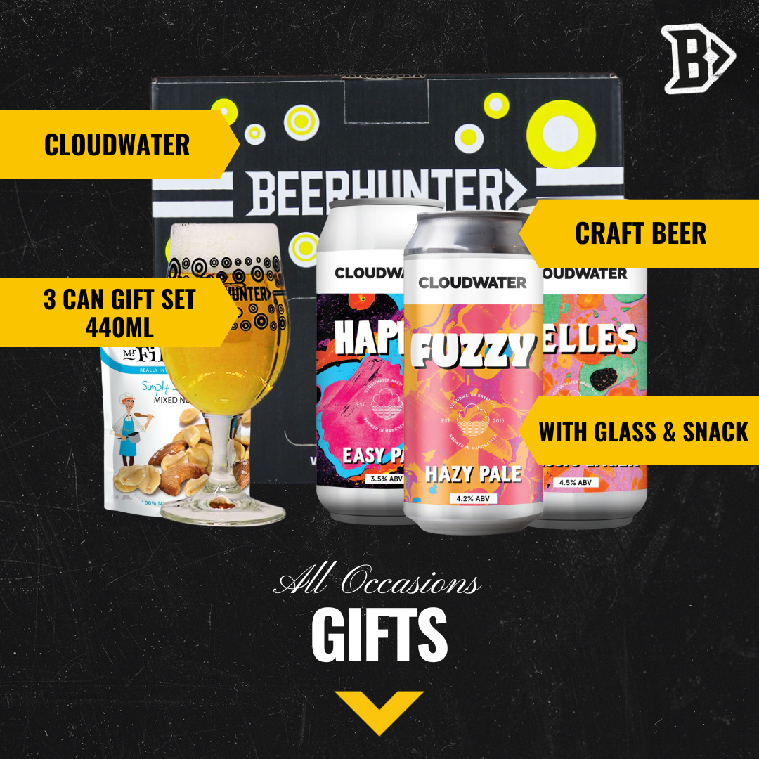 Cloudwater Brew Co. Craft Beer Gift Set with Glass (3 Pack) - Pale Ale, Hazy Pale, Helles - BEERHUNTER