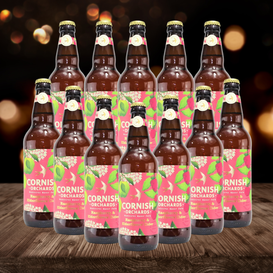 Cornish Orchards Raspberry British Cider 500ml Bottles - 4.0% ABV (12 Pack)