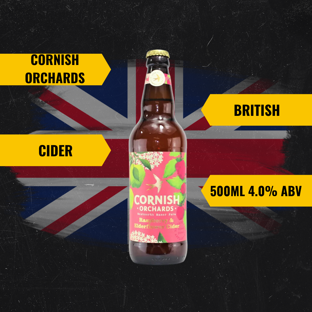 Cornish Orchards Raspberry British Cider 500ml Bottles - 4.0% ABV (12 Pack)