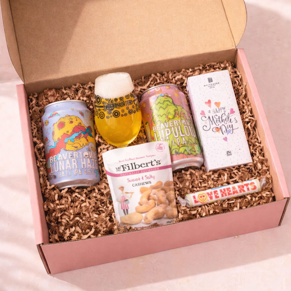 Beavertown Craft Beer Mothers Day Gift Set with Glass, Chocolate &amp; Snacks