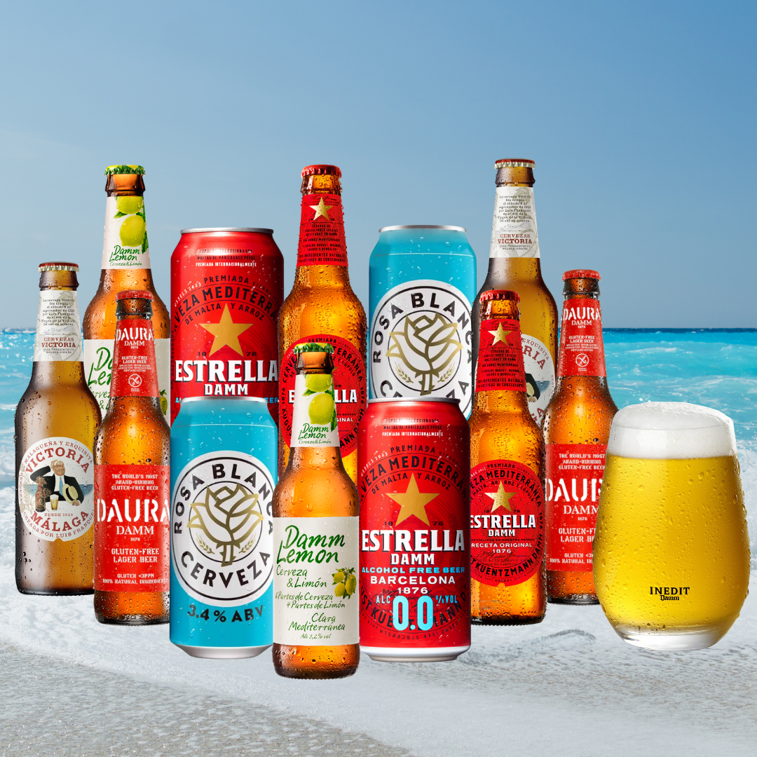 The Taste Of The Mediterranean Lager Mixed Case WITH FREE DAMM GLASS - 12 Pack