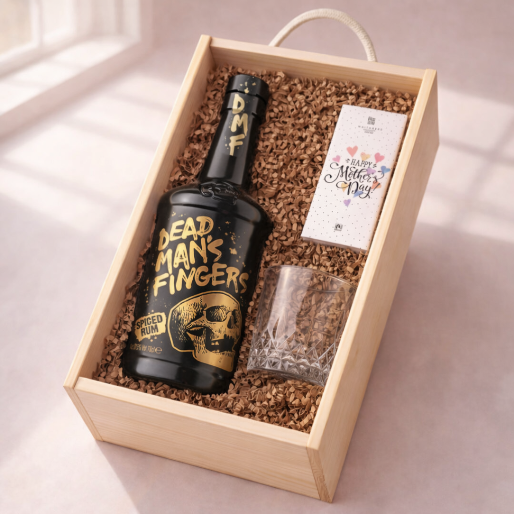 Mother’s Day Dead Man’s Spiced Rum Gift Set (70cl) with Glass & Chocolate – Unique Mother’s Day Gift for Mum
