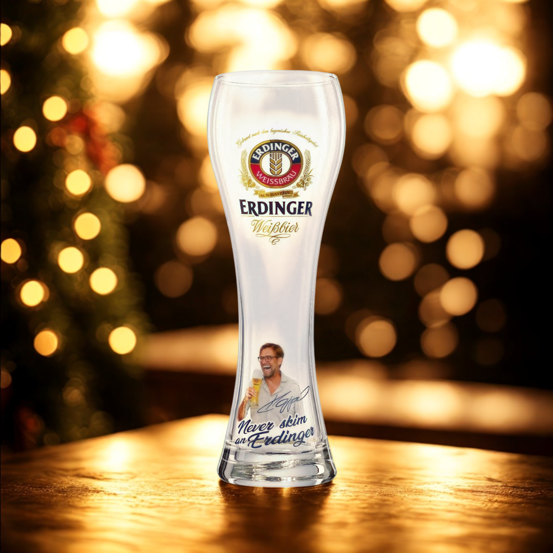 ERDINGER Klopp Limited Edition &quot;Never Skim an ERDINGER&quot; Pint Glass