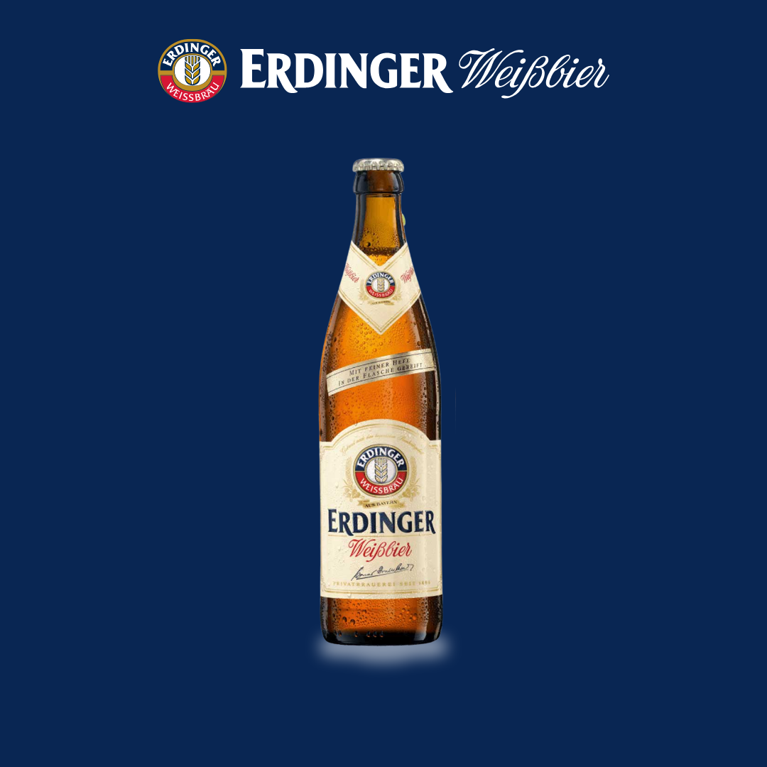 Erdinger Weissbier 500ml Bottles (2 Pack) with FREE Thomas Müller Legends Football Glass Gift Set – 5.3% ABV