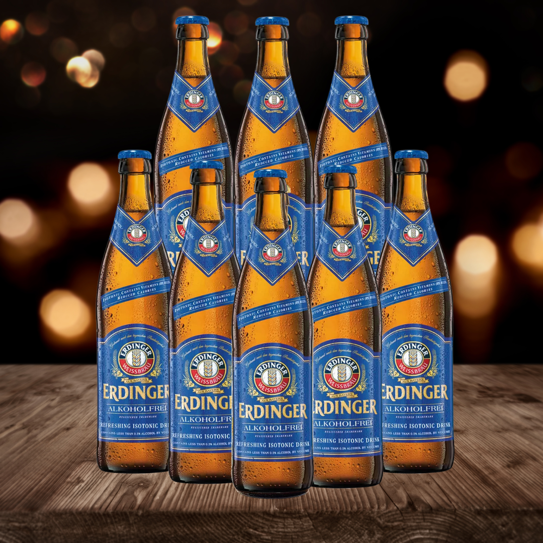 Erdinger Alkoholfrei German Alcohol Free Wheat Beer 500ml Bottles - 0.5% ABV (8 Pack)