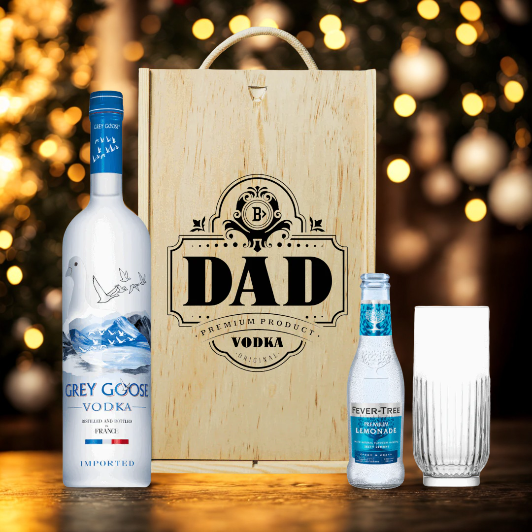 Grey Goose Premium Vodka Best Dad Gift Set with Glass &amp; Lemonade - 70cl