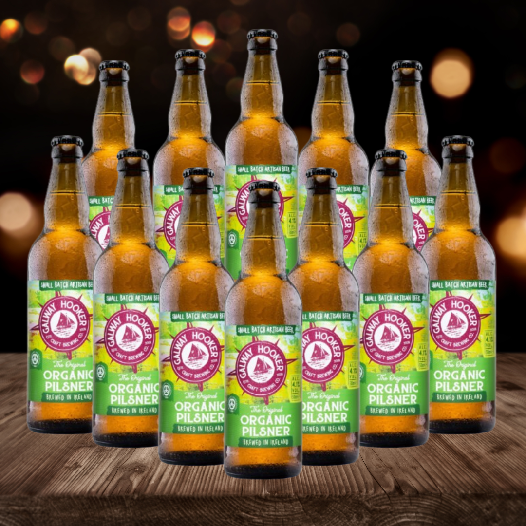 Galway Hooker Organic Irish Pilsner 500ml Bottles (12 Pack) - 4.1% ABV - BEERHUNTER