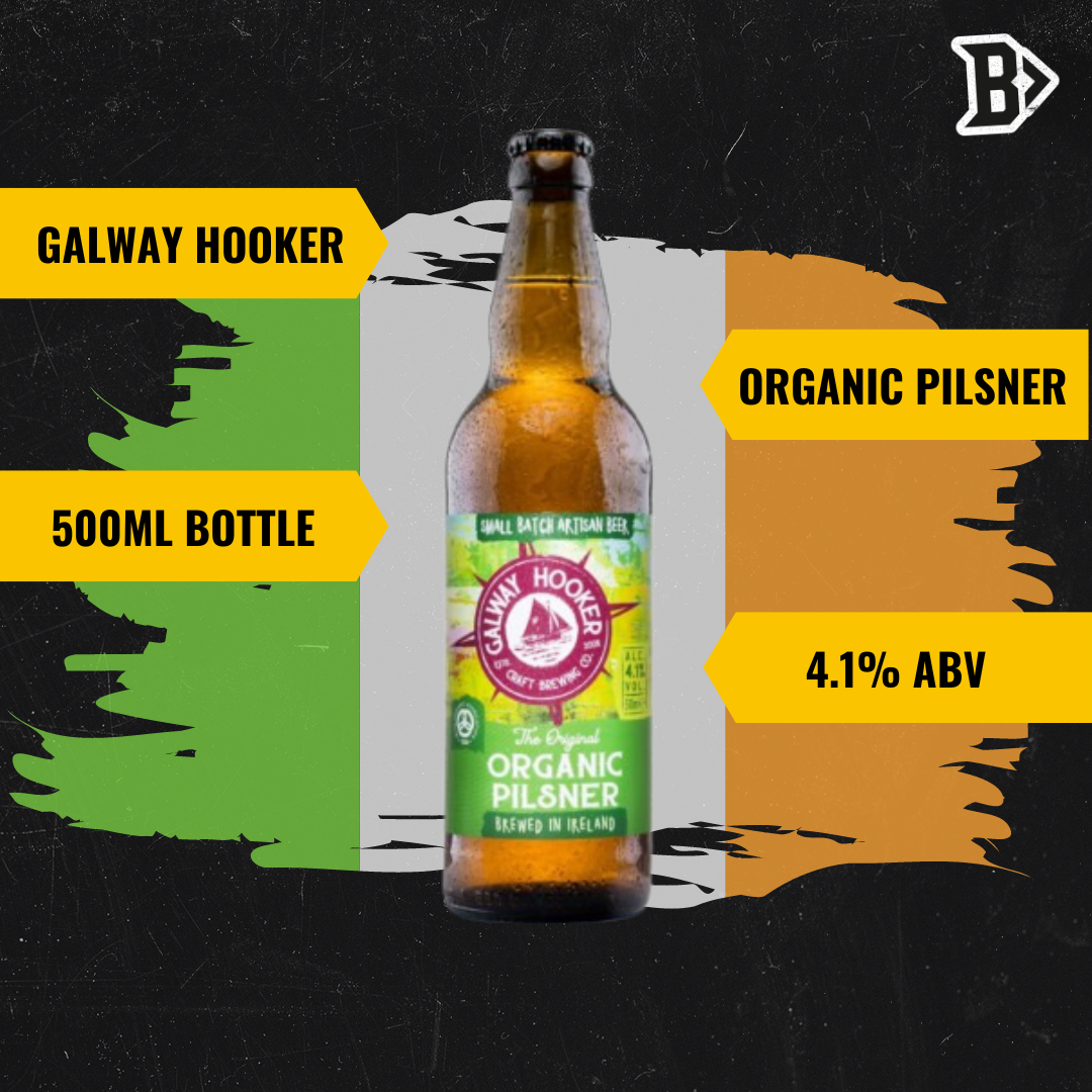 Galway Hooker Organic Irish Pilsner 500ml Bottles (12 Pack) - 4.1% ABV - BEERHUNTER