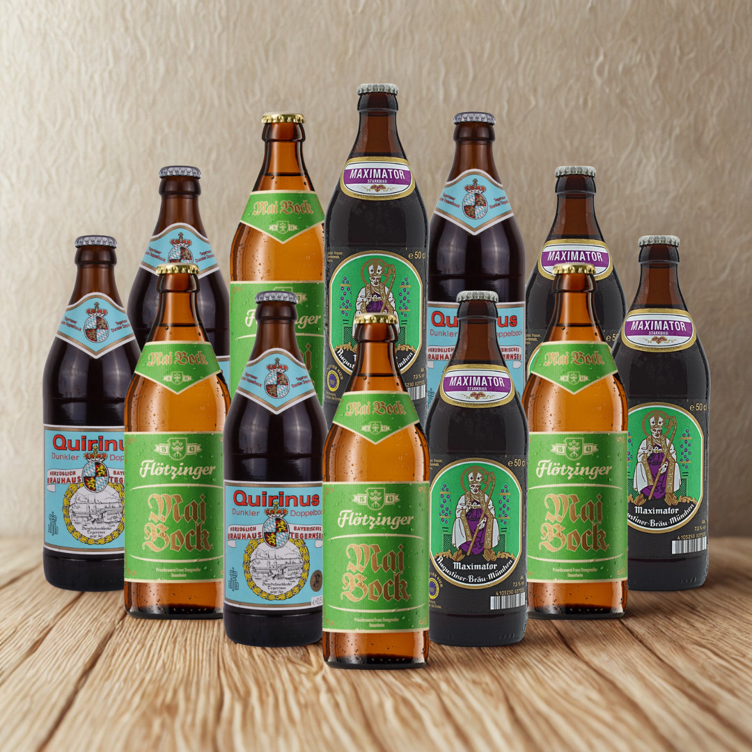 German Bock Beer Mixed Case (12 Pack) – Augustiner Maximator, Flötzinger Maibock & Tegernseer Quirinus Doppelbock