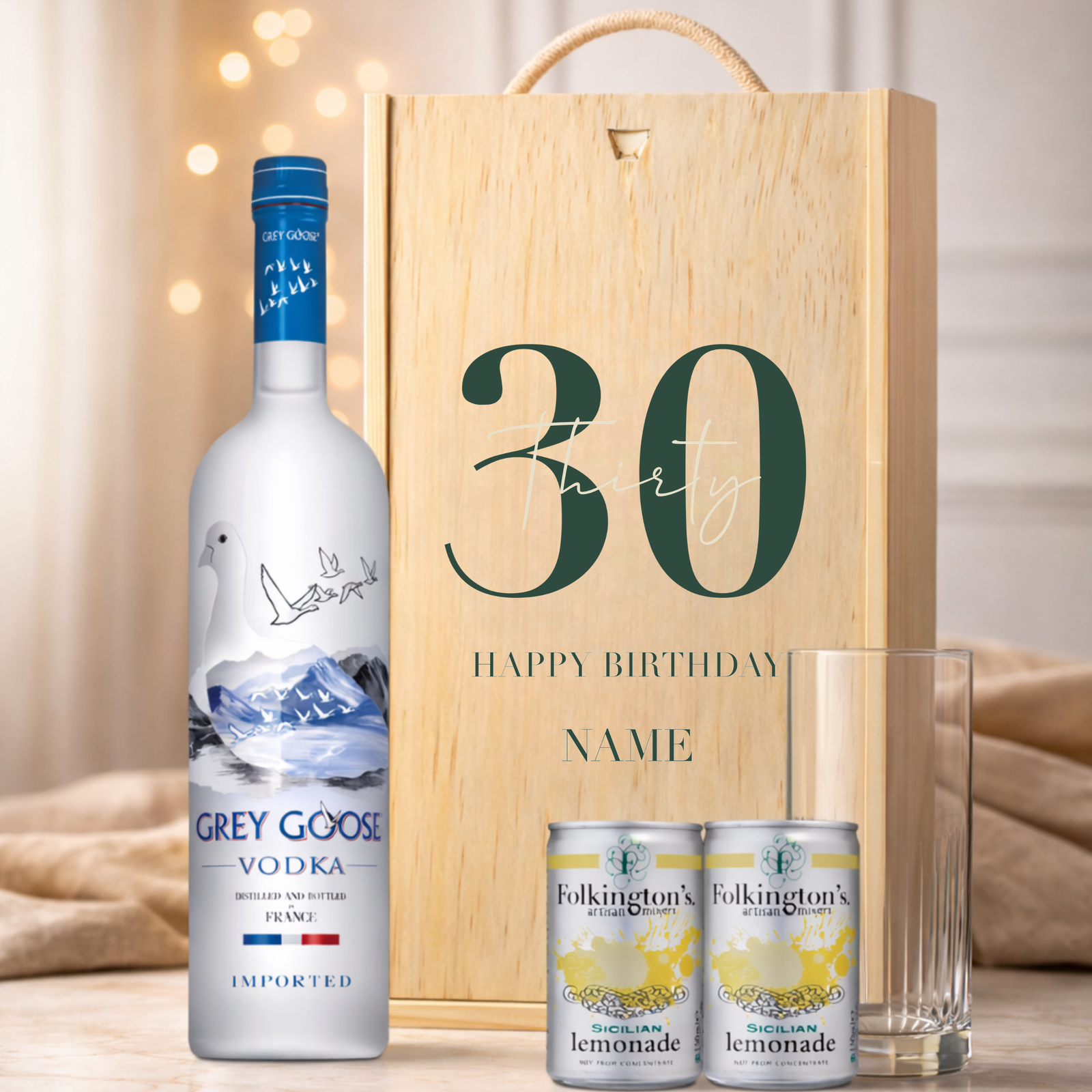 Personalised 30th Birthday Vodka Gift Set – with Personalised Lid