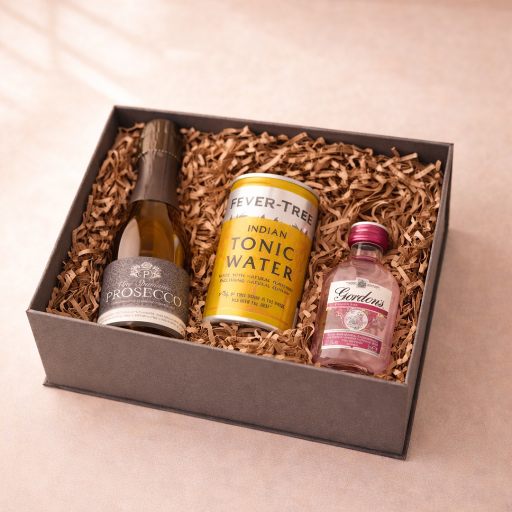 Prosecco & Gordon's Gin Gift Set in Engraved Rose Gold Box for Mum