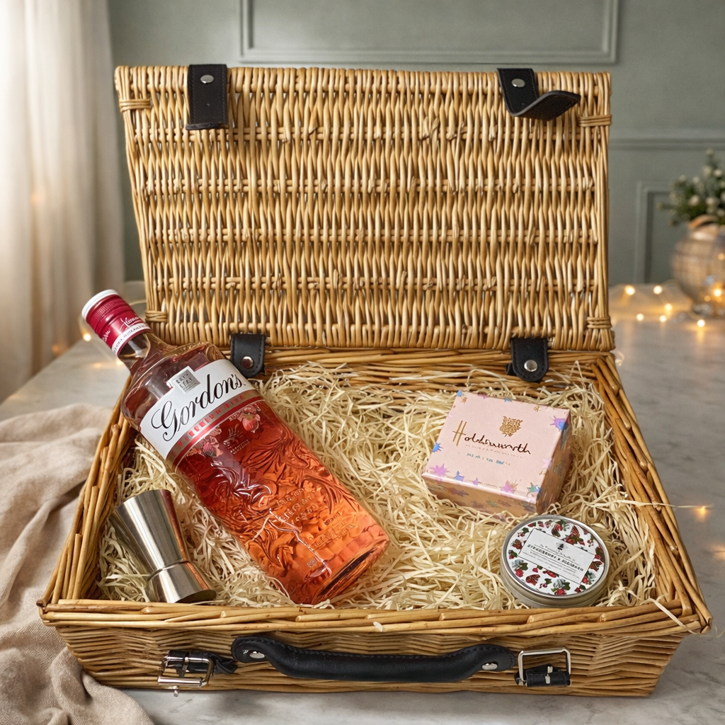 Gordons Pink Gin 14" Gift Hamper with Chocolates and Accessories - 70cl (37.5%ABV)